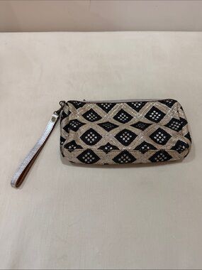 Black and Beige Wristlet Clutch